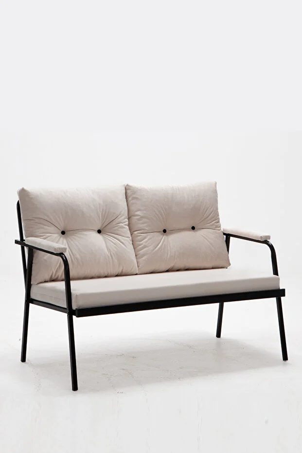 Riva 2 1 1 S Minderli Bahçe Takımı Balkon - Bahçe - Teras Mobilyası / Krem